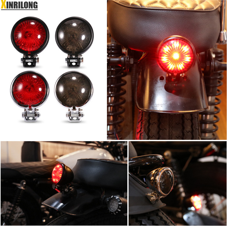 Harley cruiser motorcycle modification accessories retro metal LED rear tail light brake light small round light