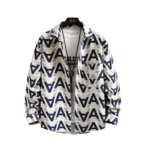 Japanese art graffiti long-sleeved shirt, men's casual loose, all-matching trendy, personalized coat, high-end top for men