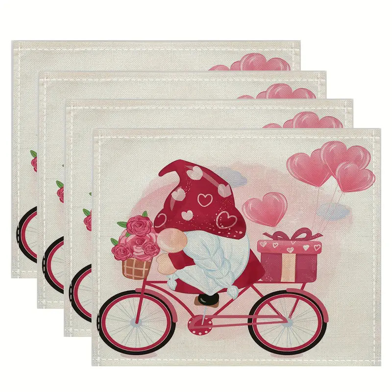 Transfronterizos lino almohadilla de mesa Aliexpress TEMU Amazon almohadilla de mesa cuadrada búfalo rojo almohadilla de Navidad Día de la Independencia