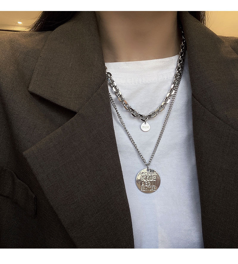 Hip-Hop Round Letter Copper Plating Layered Necklaces 1 Piece