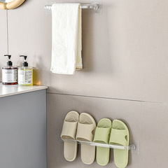 Bathroom Slippers Rack Wall-Mounted Punch-Free Towel Bar Bathroom Wall Toilet Bathroom Door Back Slippers Hanging Rack
