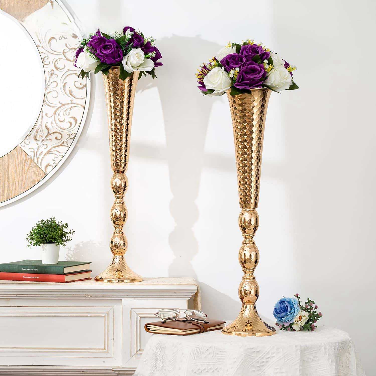 Accesorios de boda guía estante de flores doradas mesa de boda decorador de flores de estilo europeo en el hogar comedor sala de estar decoración de flores