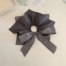 新款灰色蝴蝶结方巾大肠发圈女高级感方形气质扎头发头绳百搭发饰