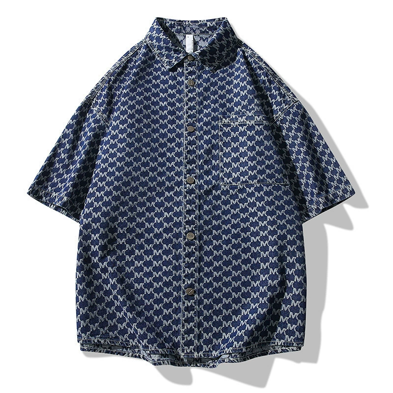 Рубашка с короткими рукавами Мужское качество Летняя тенденция ins Японский красивый принт Повседневный спортивный кардиган