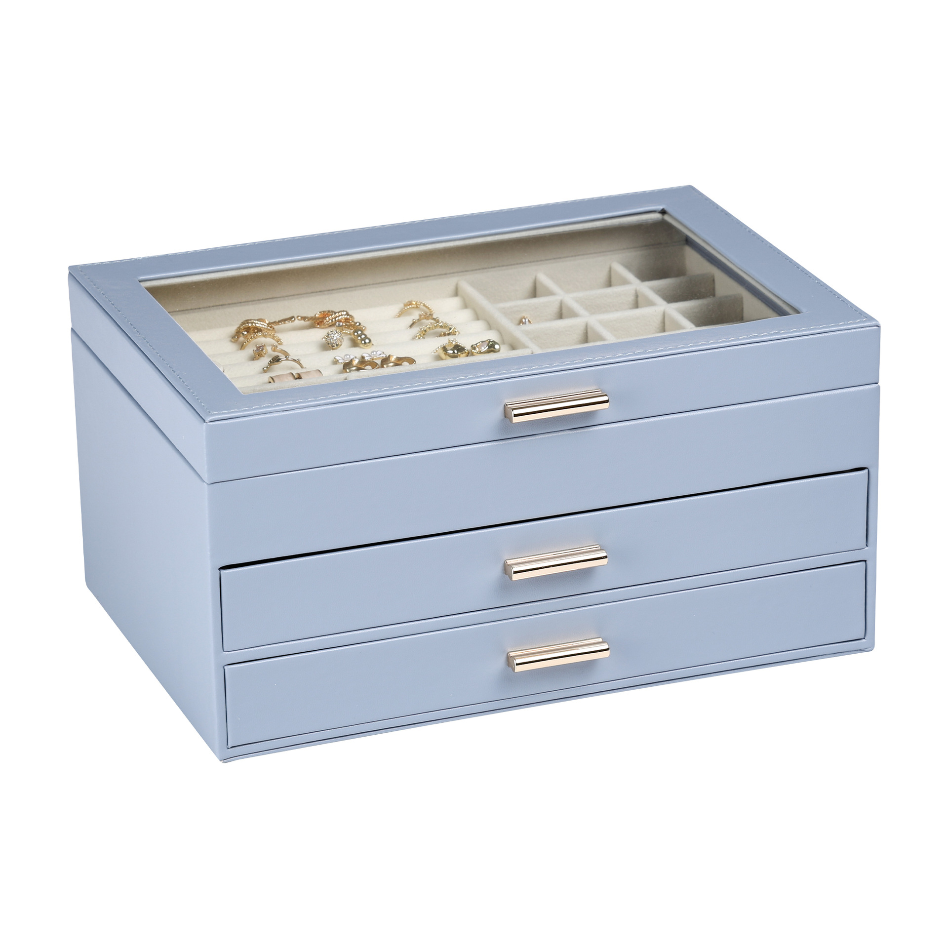 Suministro directo transfronterizo caja de almacenamiento de joyas multicapa, ventana abierta, sentido de alta gama, decoración del hogar de gran capacidad, exhibición de joyas tipo cajón