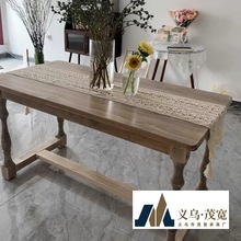 乡村实木复古餐桌家用饭桌美式餐桌椅原木长方形组合餐厅简约木桌