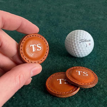 现货PU皮磁吸高尔夫球标 圆形球标定位夹 高尔夫皮质磁铁golf球标