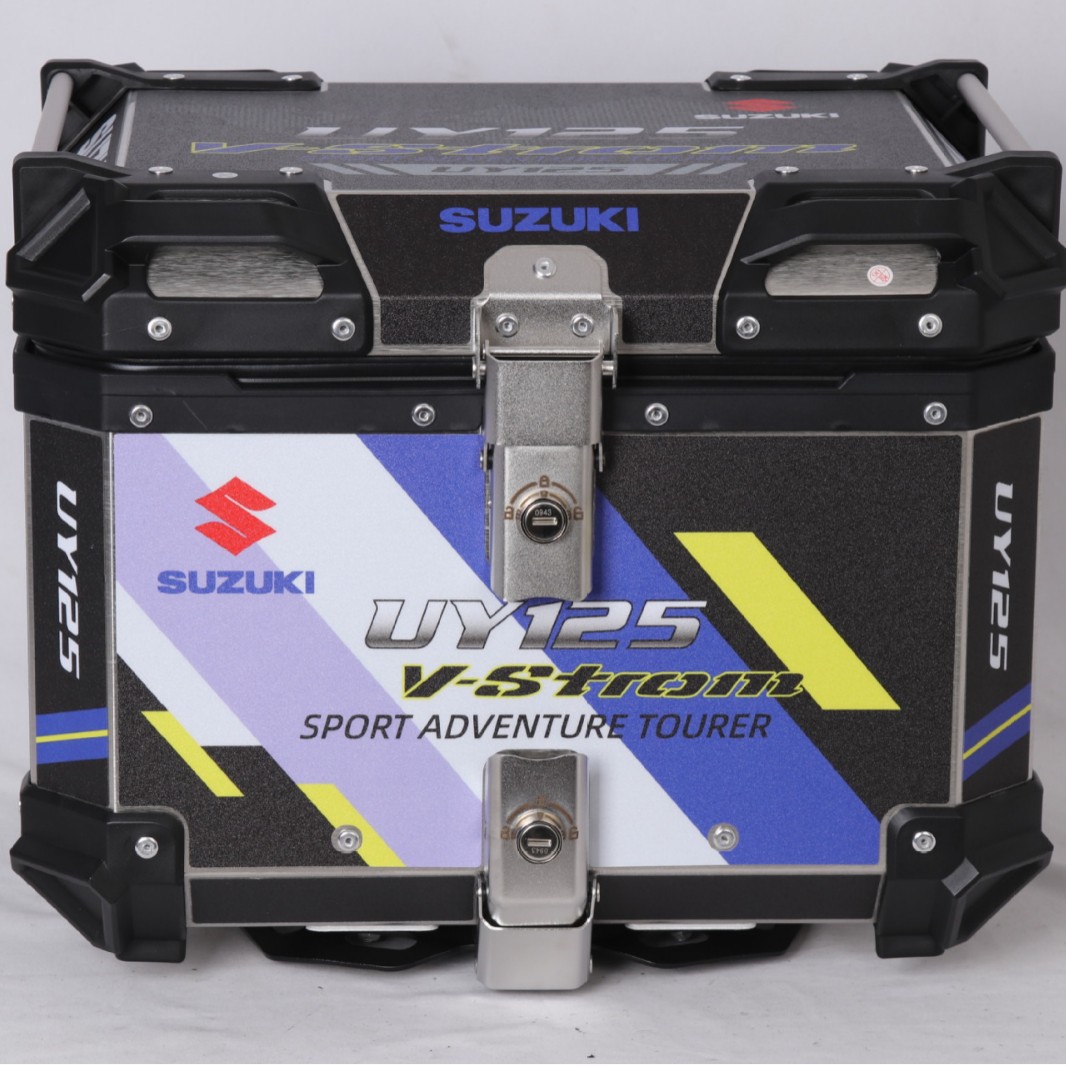 45LUY125 calcomanía negro azul aleación de aluminio caja trasera motocicleta caja trasera scooter ternero coche eléctrico baúl