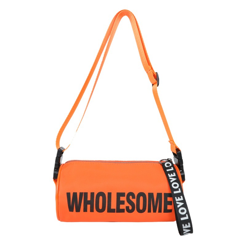Internet celebridad carta cilindro crossbody pequeño bolso de moda fresco niños lienzo bolso de hombro chica simple casual deportes moneda monedero
