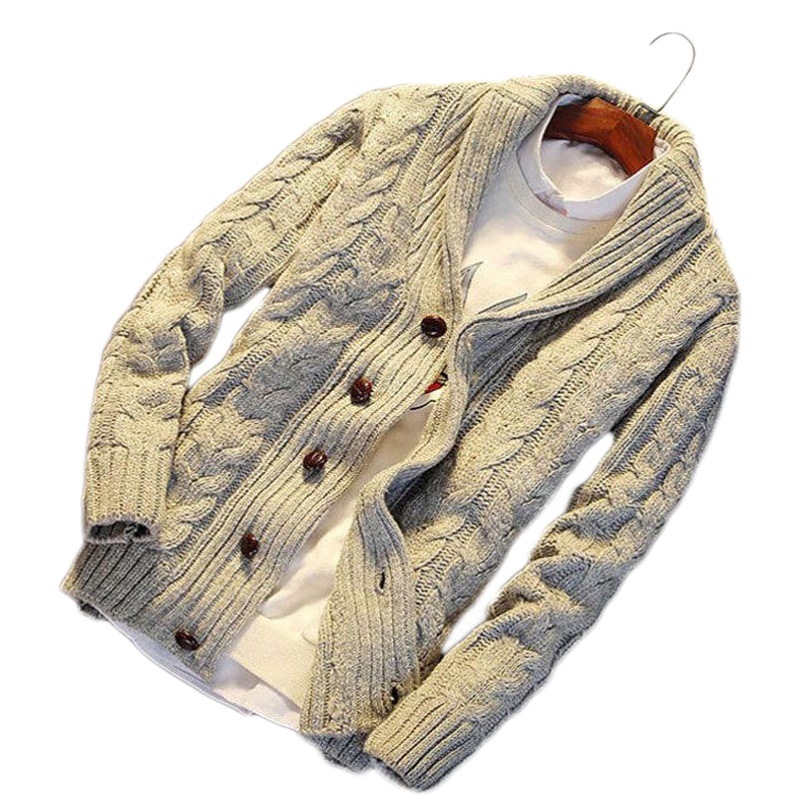 2022 cross-border new men's lapel cardigan coat sweater fashion European and American style youth long sleeve sweater tide