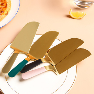 Stainless Steel Pizza Cutter Nordic Style Household Multicolor Toothed Cake Shovel Golden Kitchen Baking Tools Factory Wholesale