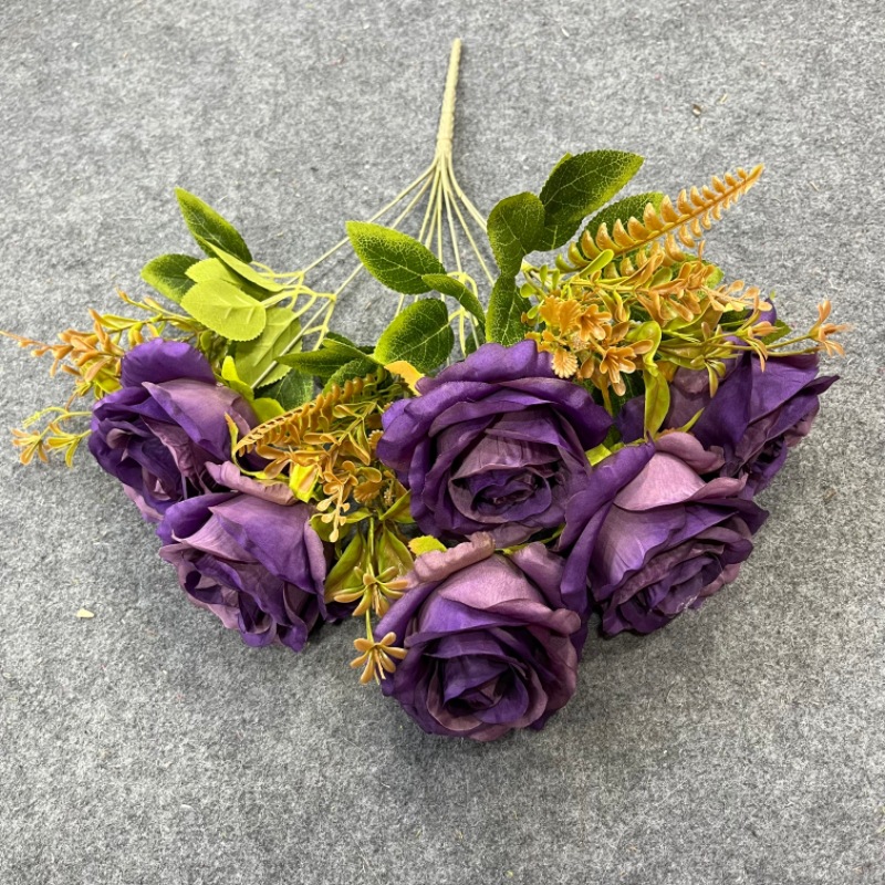 Ramo de Rosas Artificiales de Seda en Relieve para Mesa de Comedor y Boda image 13