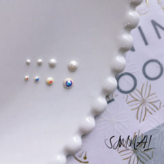 美甲日韓半圓珍珠 白色AB幻彩不掉皮不掉色珍珠指甲DIY裝飾品