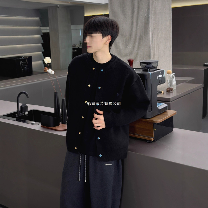 2026 New Simple Knit Cardigan Jacket for Men, Spring Fashion Top, Trendy Men's Turquoise Sweater Coat for Spring and Autumn