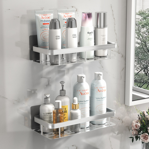 Bathroom storage rack without punching space aluminum storage mesh basket bathroom hardware pendant bathroom self-adhesive storage rack
