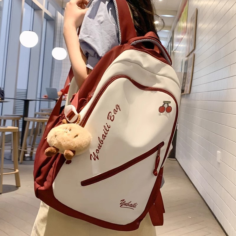 K-Style of Falling Schoolbag for Female Junior High School Students with Good Looks and Niche High School Students with Super Large Capacity 17inch Computer Backpack