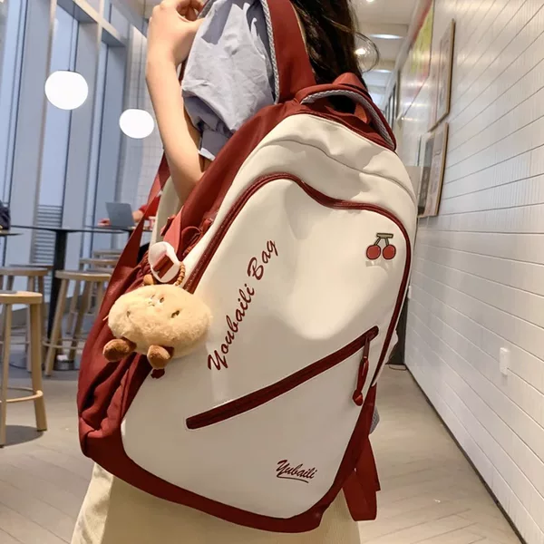 K-Style of Falling Schoolbag for Female Junior High School Students with Good Looks and Niche High School Students with Super Large Capacity 17inch Computer Backpack