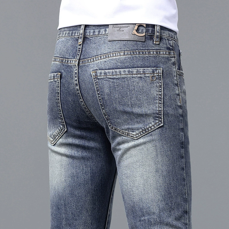 Мужские летние эластичные джинсы, casual брюки, slim fit