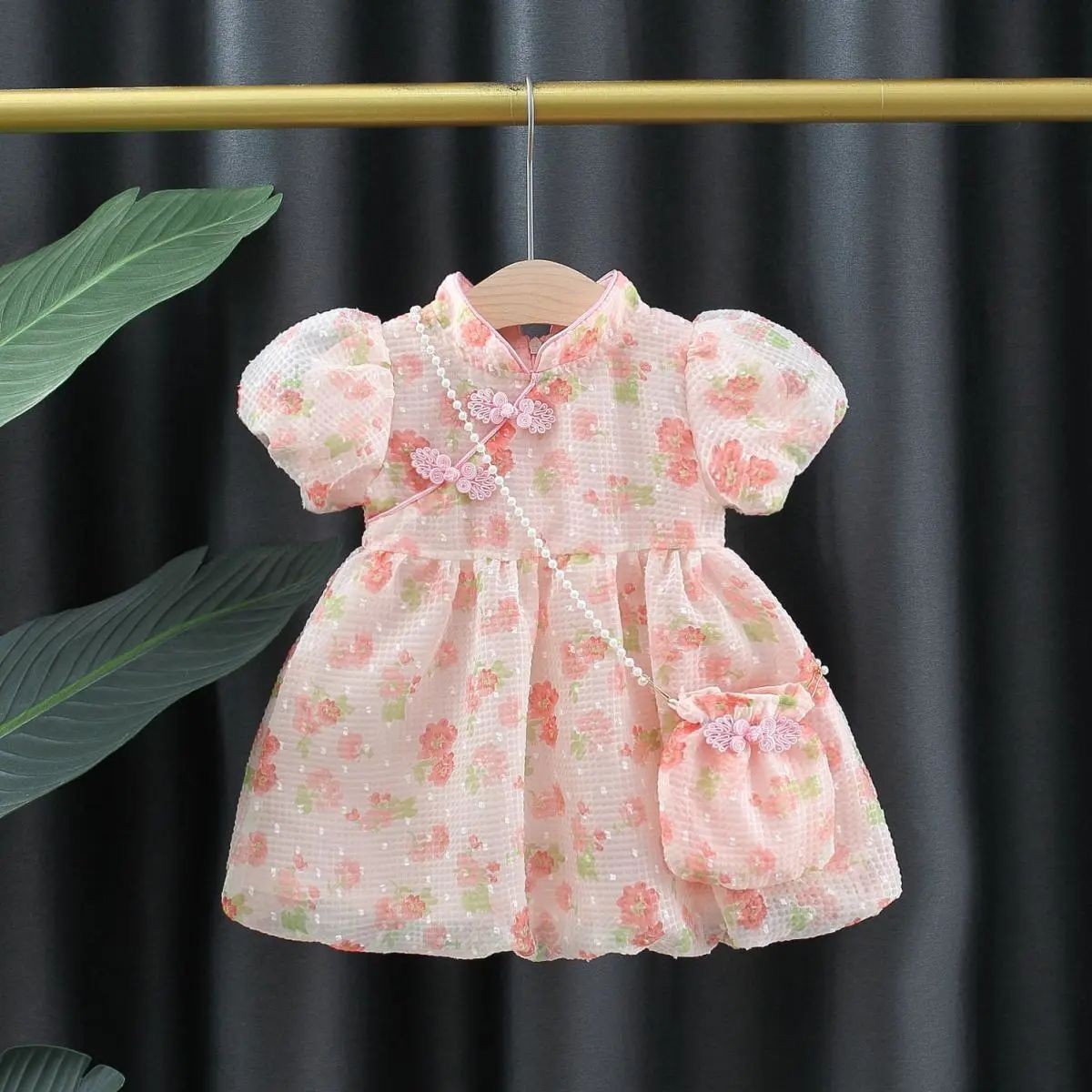 女童連衣裙短袖新款夏裝中小童兒童女寶寶旗袍裙洋氣公主風潮裙