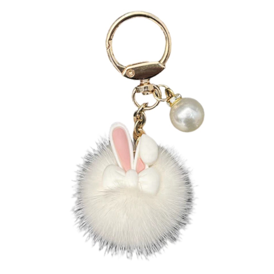 Online celebridad conejo de visón mochila bolsa adornos lindo conejito felpa piel lindo coche llavero colgante