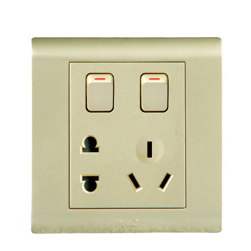[2021] Panel switch wall socket fine lines gold dark installation one open five -hole two -three pole switch sockets