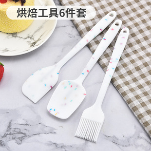 ✅Silicone scraper 6-piece baking tool suit integrated silicone scraper oil brush cream scraper spatula set