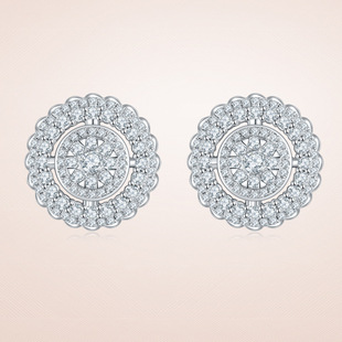 18K gold set diamond earrings round earrings women K gold earrings earrings gift with certificate jewelry wholesale
