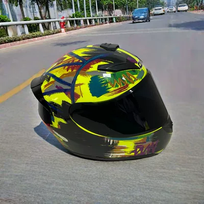 Motorcycle Full-Face Helmet for Men and | Motosiklet kaskı (dəbilqə) - colorful-graffiti-black-lenses-l-head-circumference-57-58-weight-60-65kg