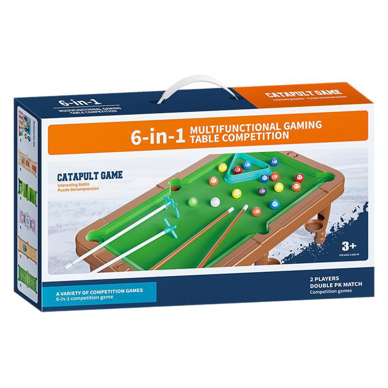 Juguetes de mesa de billar para niños transfronterizos 6 en 1 juegos de mesa multifuncionales de baloncesto de fútbol interior y exterior conjunto de interacción entre padres e hijos