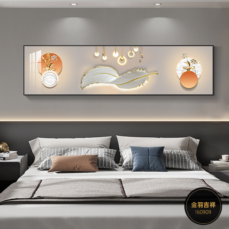 Decoración del dormitorio cuelga la cabeza de la cama pintura cálida Fu Lu sala de estar dormitorio principal pintura de pared de fondo mural de habitación moderna simple image 14