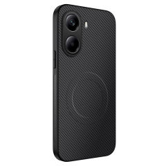 Xiaomi POCO X7Pro カーボンファイバーパターン磁気吸着式携帯電話ケース POCO C75 マット仕上げ耐衝撃保護カバー