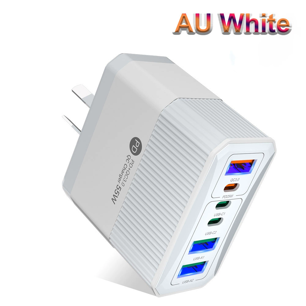 Зарядное устройство для мобильного телефона 3PD+3USB, быстрая зарядка для путешествий, зарядный блок PD55W QC3.0+PD25W