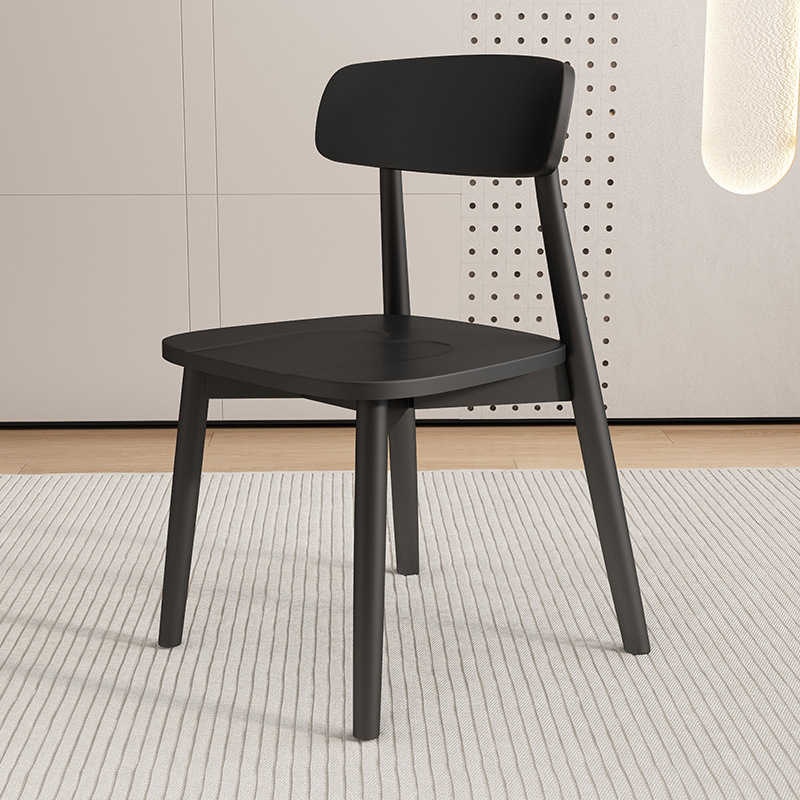 Fuente de fábrica de madera sólida nórdica silla de comedor doméstica pequeño restaurante hotel roble bolsillo respaldo silla negra taburete