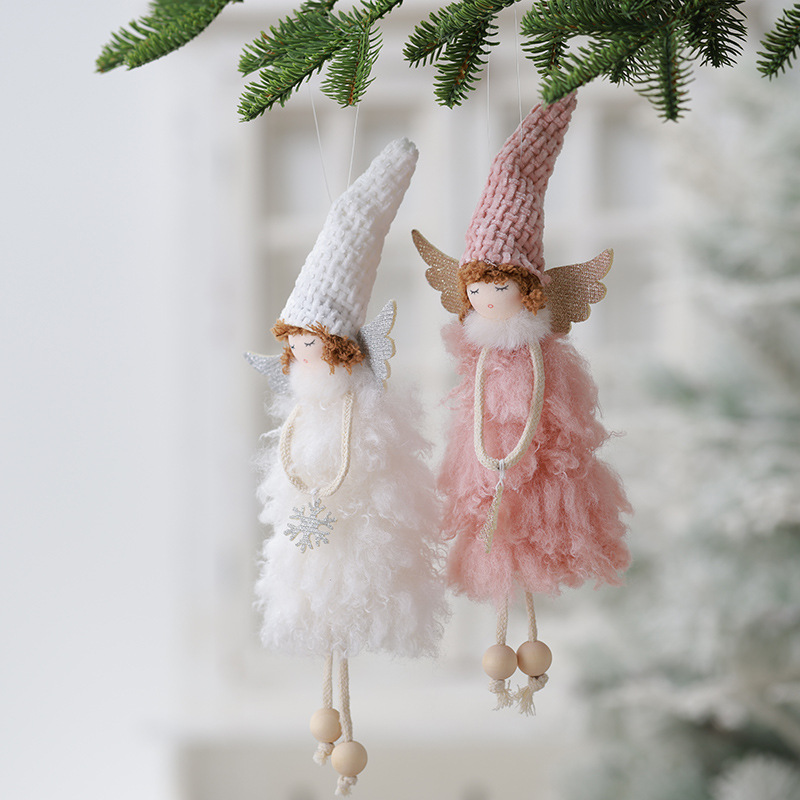 Nuevos productos transfronterizos de navidad Angel Girl Doll Colgante muñeca de peluche de alta calidad Decoración del árbol de Navidad Colgante