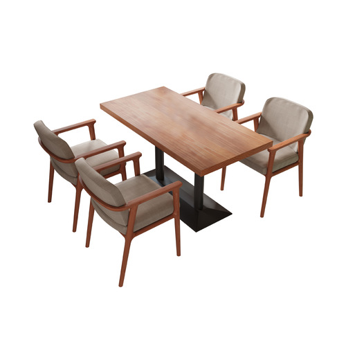 Aobo Modern Simple Hotel Canteen Solid Wood Dining Table Commercial Milk Tea Shop Tables and Chairs Negotiation Coffee Table Bar Square Table