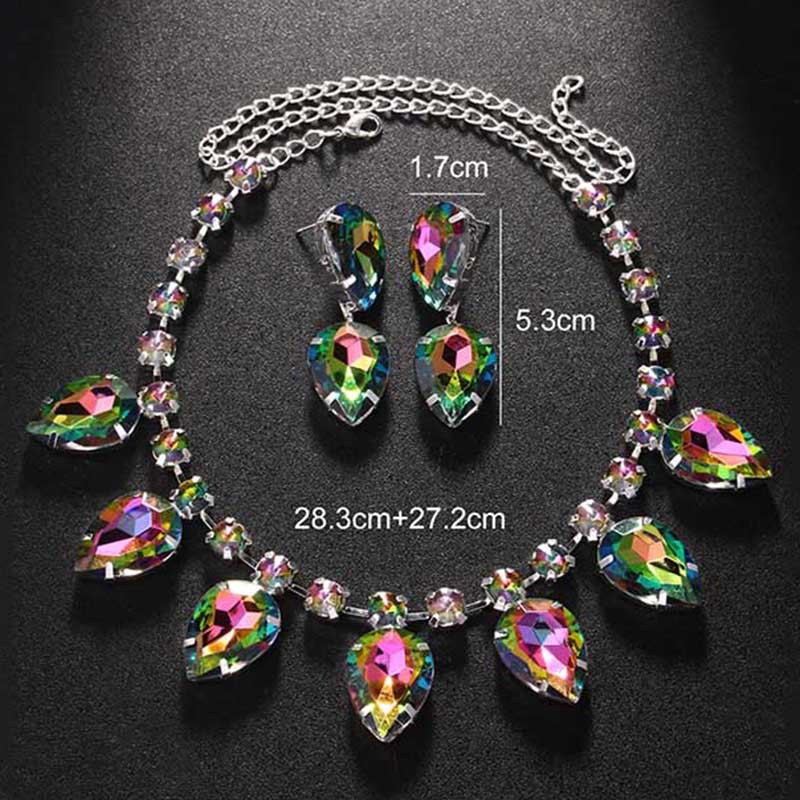 Europa y América simple gota de agua conjunto de joyería de moda de diamante de cerradura temperamento accesorios de mujer conjunto de joyería