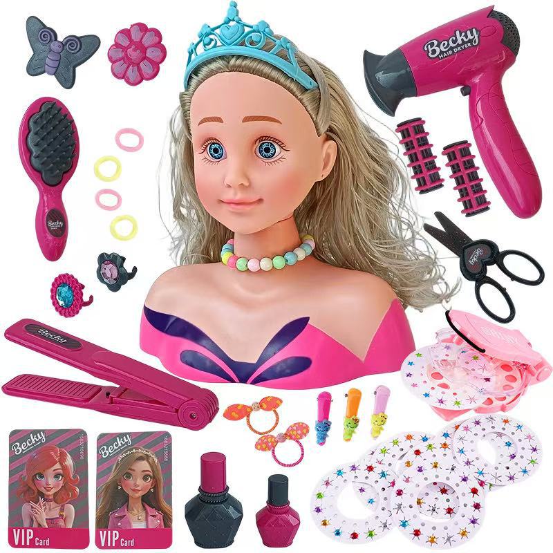 Modelo de media longitud muñeca juguete para niños secador de pelo traje de maquillaje trenzado de pelo cross-border play House Girl Doll