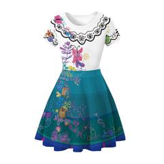 2022 Magic School Bus Encanto Style Children's Dress for Girls with Flying Sleeve Dress, Children's Princess Dress and Bags