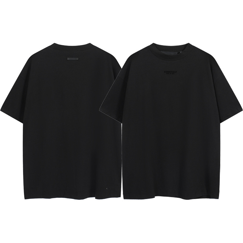 FOG 23FW marca nueva serie camiseta ESSENTIALS pecho pequeño logotipo de silicona carta hombres de manga corta suelta