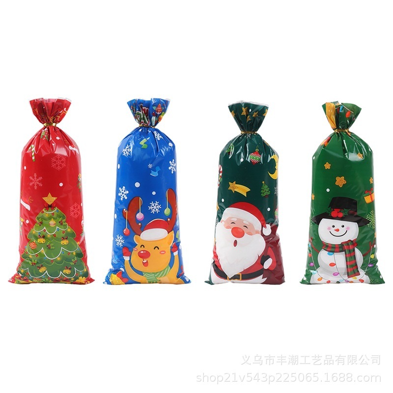 跨境圣诞礼品袋节日糖果包装袋圣诞老人圣诞树印花小零食包装袋子|undefined