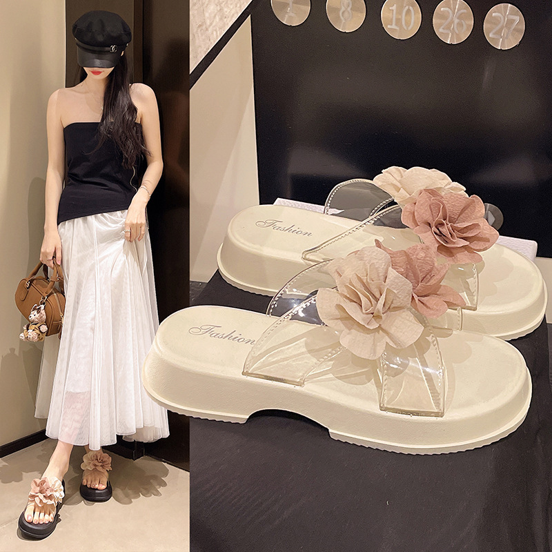 New Slippers Women's Outer Wear Non-slip Summer Fashion All-match Thick-soled High-value Sandals Women's Wholesale Outer Wear Slippers