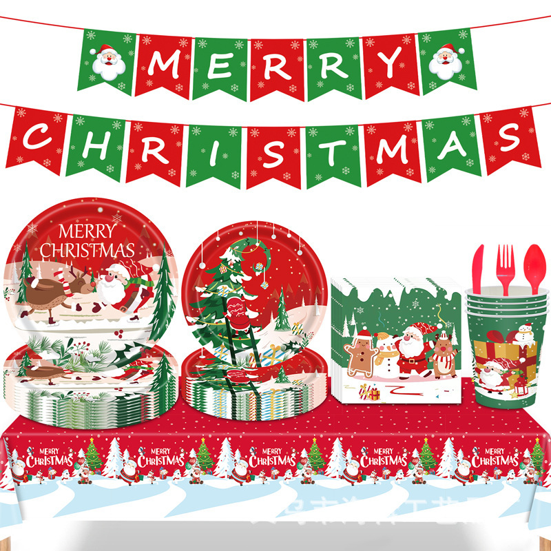 Cross-border new red Christmas theme party scene decoration festive…