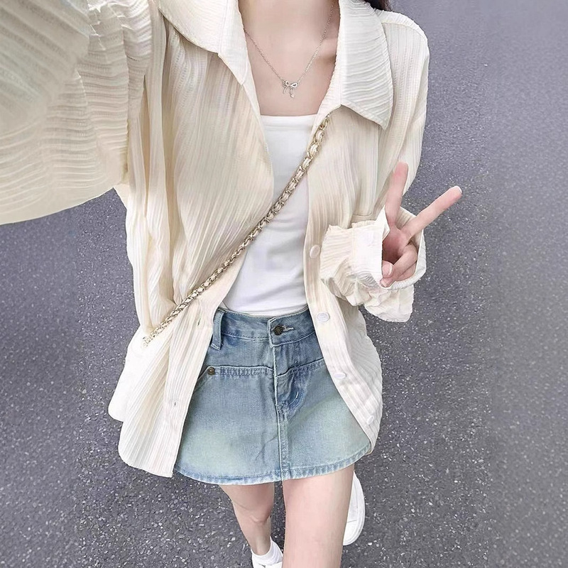 French sunscreen shirt top women's summer thin design sense new loose spring and autumn cardigan shirt coat wholesale French sunscreen shirt top women's summer thin design sense new loose spring and autumn cardigan shirt coat wholesale