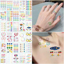 厂家小清新纹身贴樱花3D蝴蝶卡通泫雅线条创意手指贴文身贴