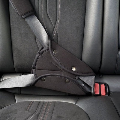 Seat belt shoulder pad pads for children, anti-neck-strangling - ice-silk-triangular-shoulder-pad-black