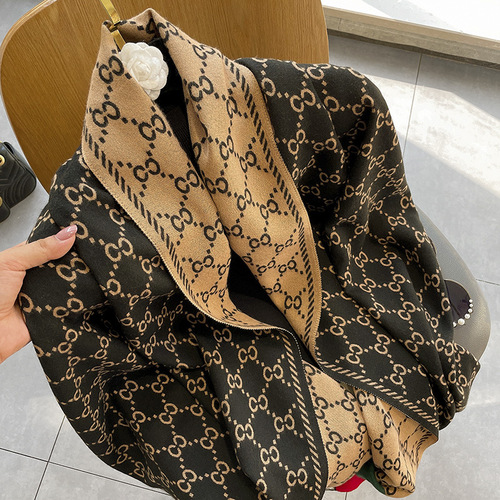  new winter scarf imitation cashmere fashion jacquard women's autumn and winter windproof warm thickened air-conditioned double-sided large shawl