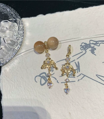 14K Gold-Plated Zircon Butterfly Tassel Spacer Beads Crystal DIY Bracelet Handmade Beaded Accessories Pendant (Zərgərlik ara hissələri) - golden-four-leaf-clover-tassel-one
