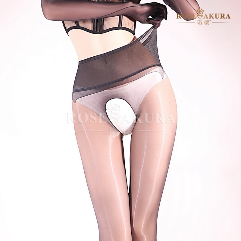 Luoying 8404 Ultra-thin Aurora Mesh Waist Open Seamless Silk Stockings Women's Silky Transparent Pantyhose Sexy