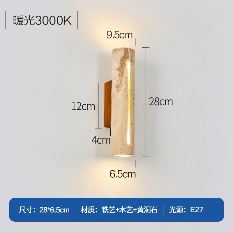 estilo japonés retro cabecera de cama agujero amarillo lámpara de pared de piedra silenciosa balcón sala de estar sofá TV pared de fondo escalera lámpara pasillo