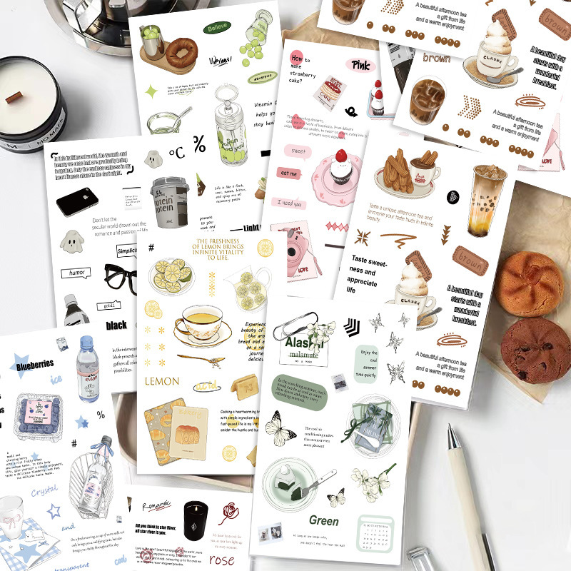 8 Collage Cartoon Weekend Convenience Store Stickers Decorative Mobile Phone Shell Flat Board Waterproof Original No Infringement Stickers